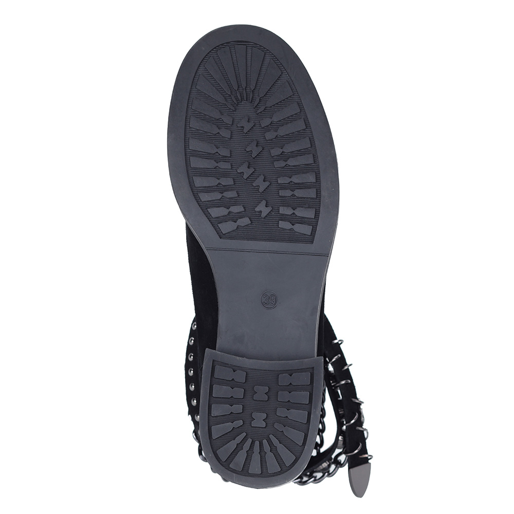 Черные ботинки из велюра с цепями Respect