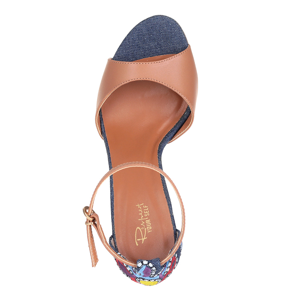 Коричневые босоножки с джинсовыми декорированными деталями Respect