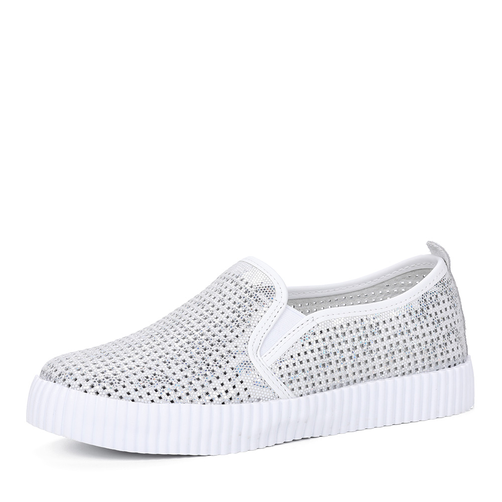 Серебристые кожаные слипоны Respect