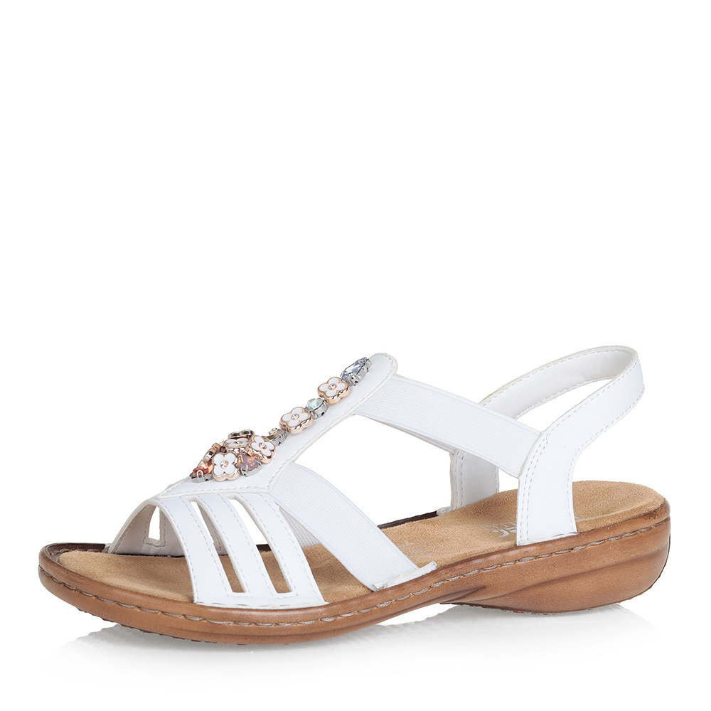 Белые декорированные босоножки Rieker