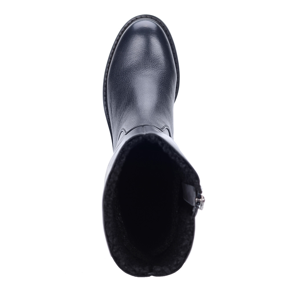 Синие сапоги из кожи на каблуке Respect