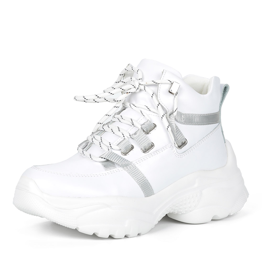 Белые кожаные кроссовки на массивной подошве Respect