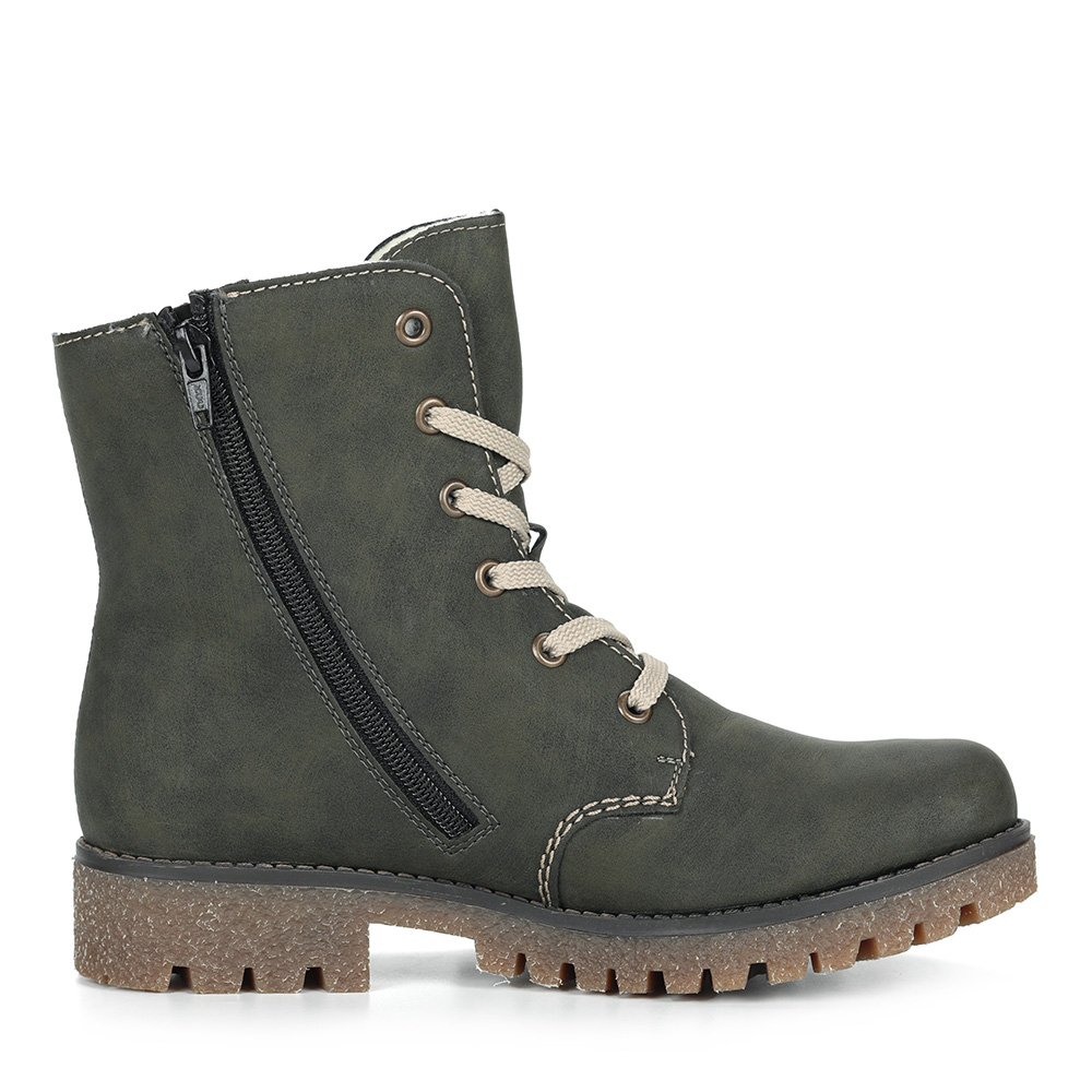 Зеленые ботинки на шерсти Rieker