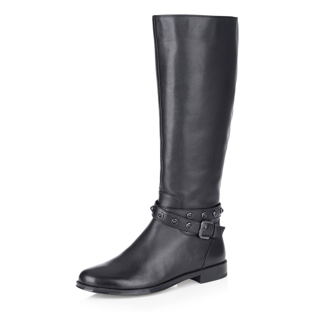 Черные кожаные сапоги с ремешком Respect