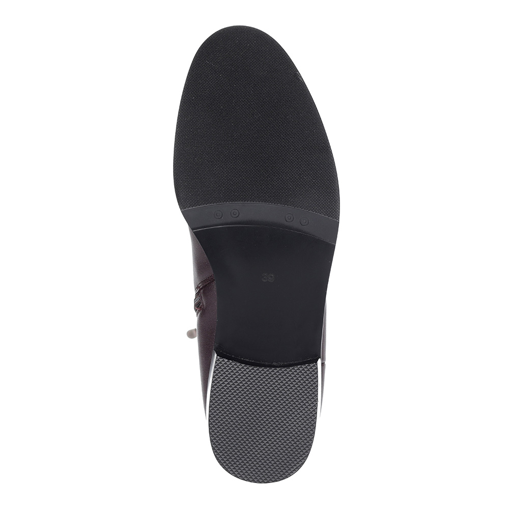 Бордовые сапоги из кожи с узким голенищем Respect