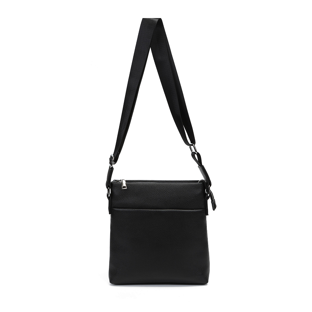 Черная сумка планшет из гладкой кожи Respect