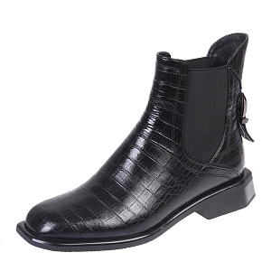 Черные ботинки из кожи с тиснением под рептилию на молнии на подкладке из текстиля
