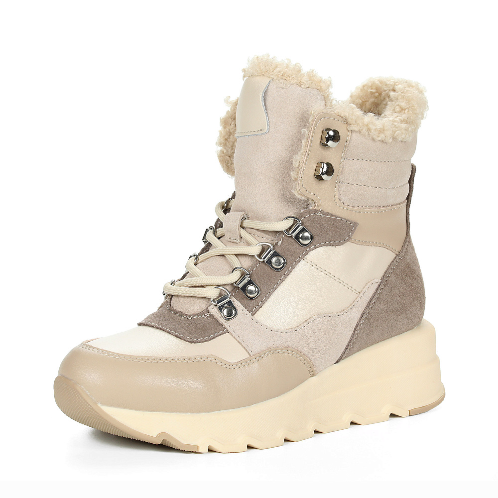 Бежевые утепленные хайкеры из кожи Respect