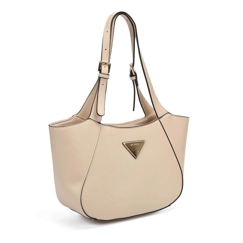 Бежевая сумка сэтчел из экокожи Respect