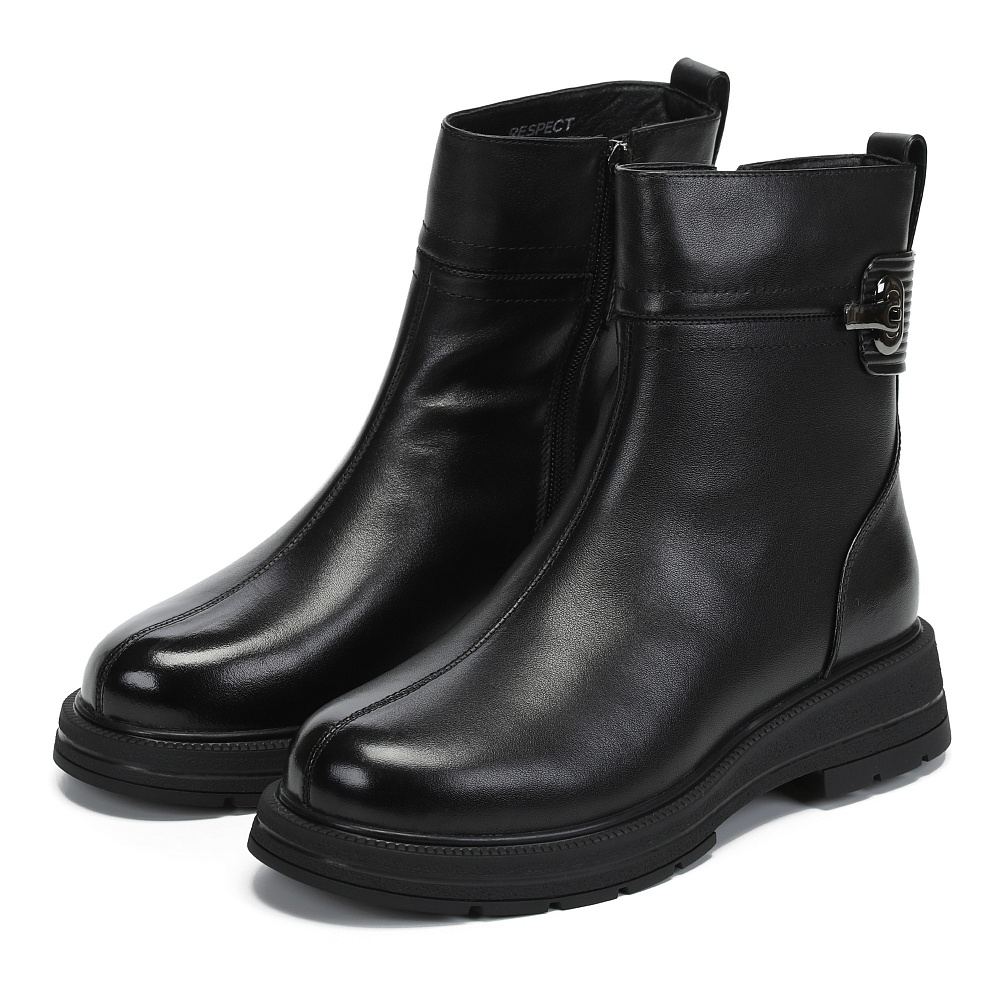 Черные зимние ботинки из кожи Respect