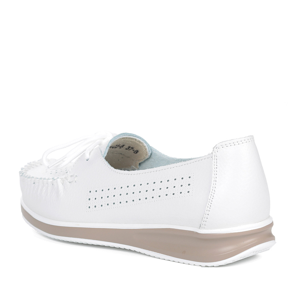 Белые топсайдеры из кожи с перфорацией Respect