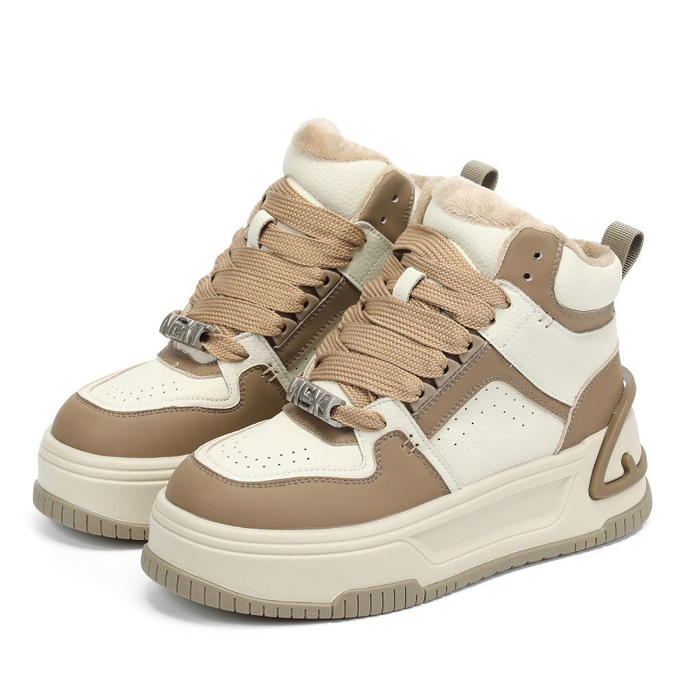 Бело-бежевые высокие кеды из кожи RSP LAB