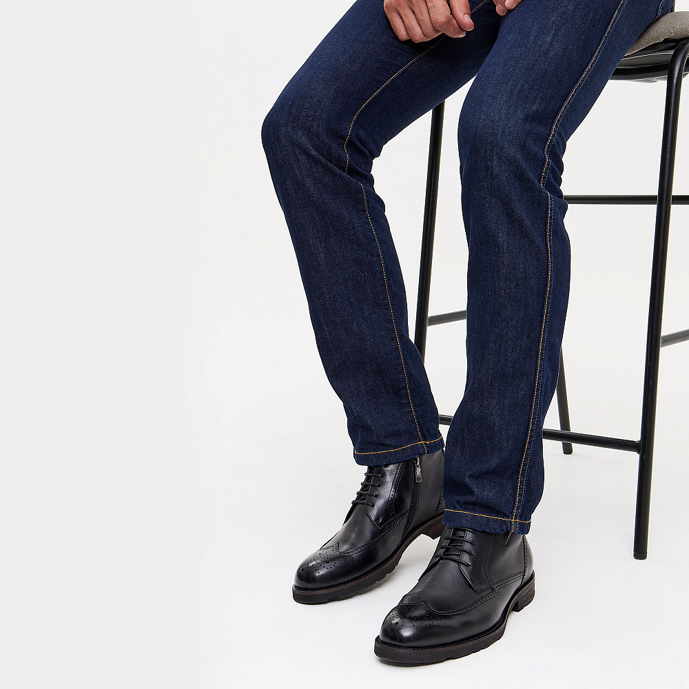 Черные брогированные ботинки RESPECT PREMIUM