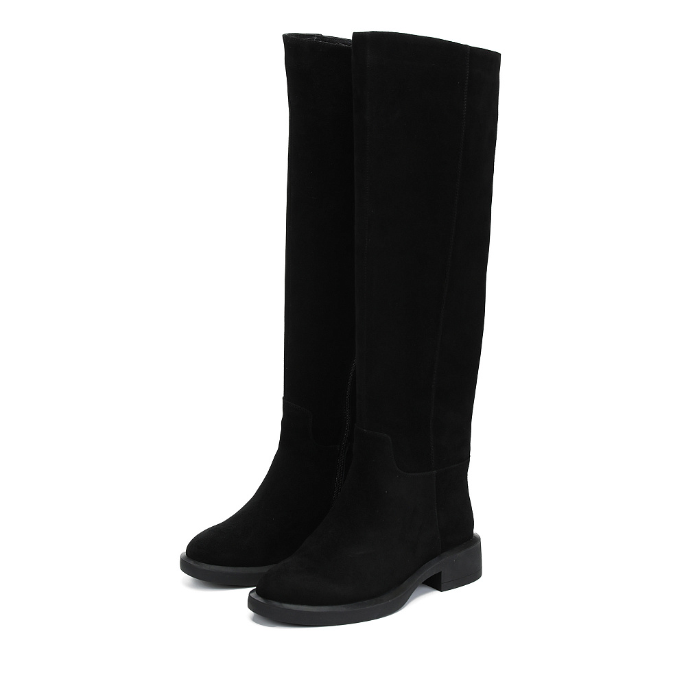 Черные утепленные ботфорты из велюра RESPECT PREMIUM