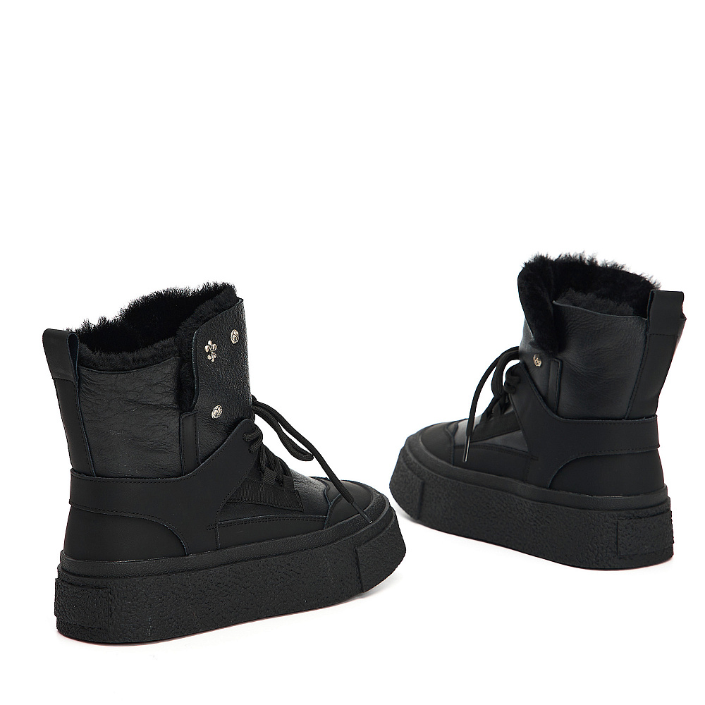 Черные дутики луноходы из гладкой кожи Respect