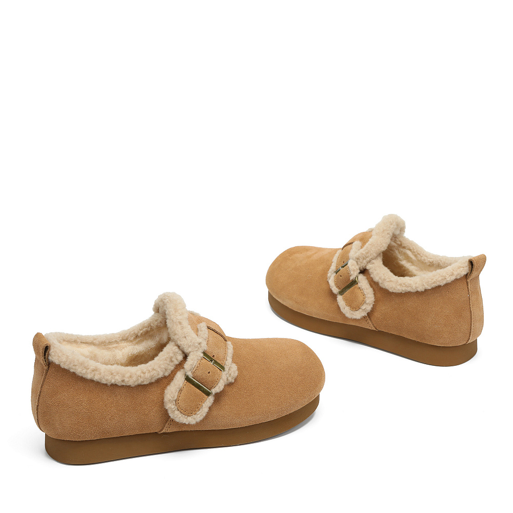 Рыжие зимние полуботинки угги из бархатистого велюра Respect