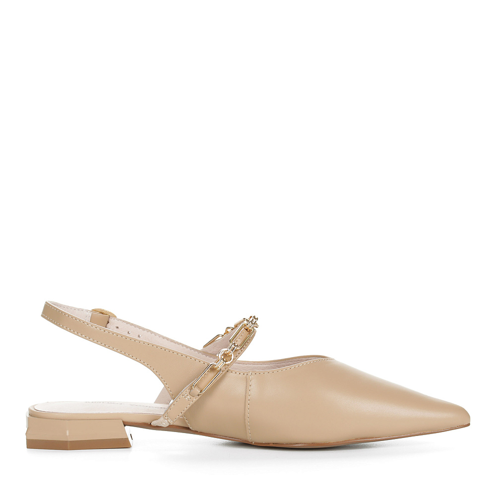 Бежевые открытые туфли с ремешком из кожи на подкладке из натуральной кожи на квадратном каблуке Respect