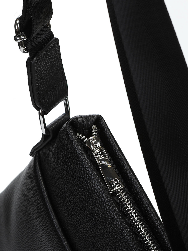 Черная сумка планшет из гладкой кожи Respect