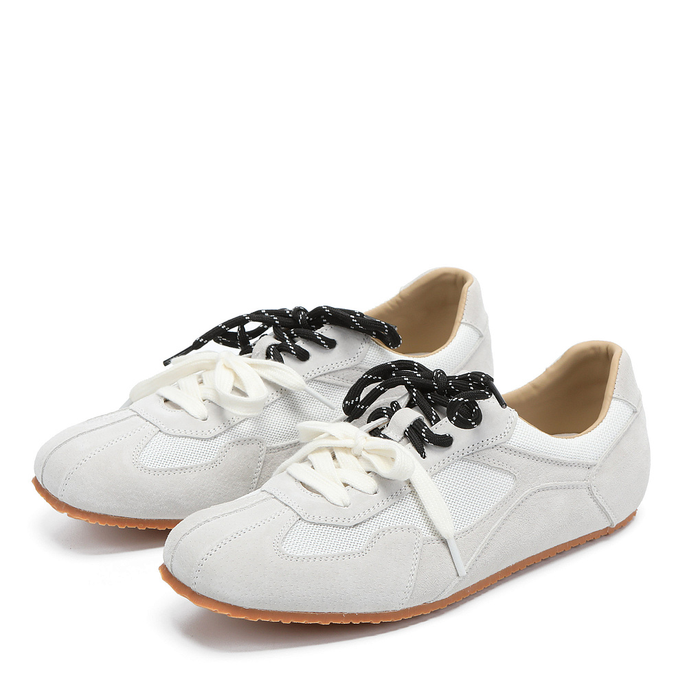 Кеды из бархатистого велюра и текстиля рисового цвета RSP LAB