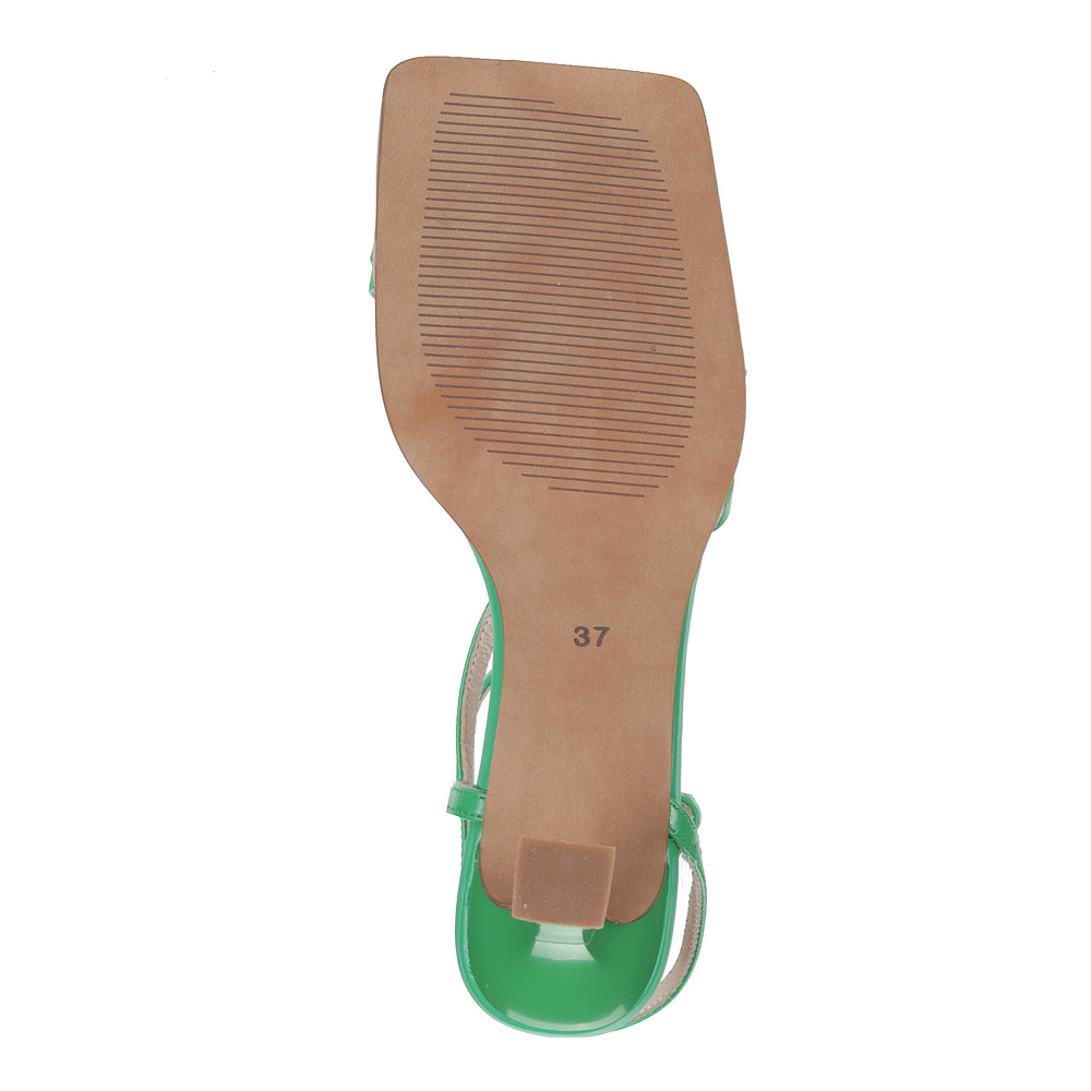 Зеленые босоножки из кожи на подкладке из натуральной кожи на талированном каблуке Respect