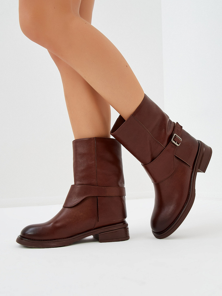 Рыжие полусапоги из кожи Respect