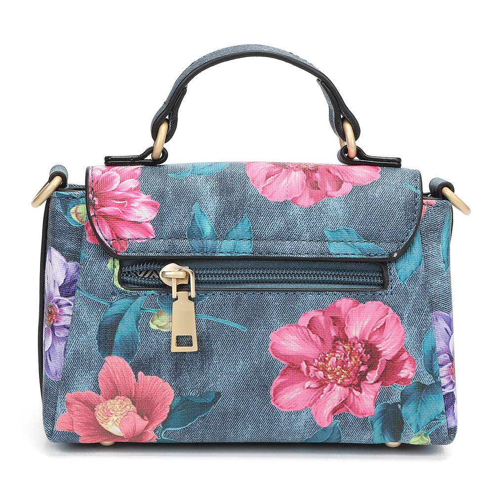 Синяя сумка мессенджер из экокожи с принтом Respect