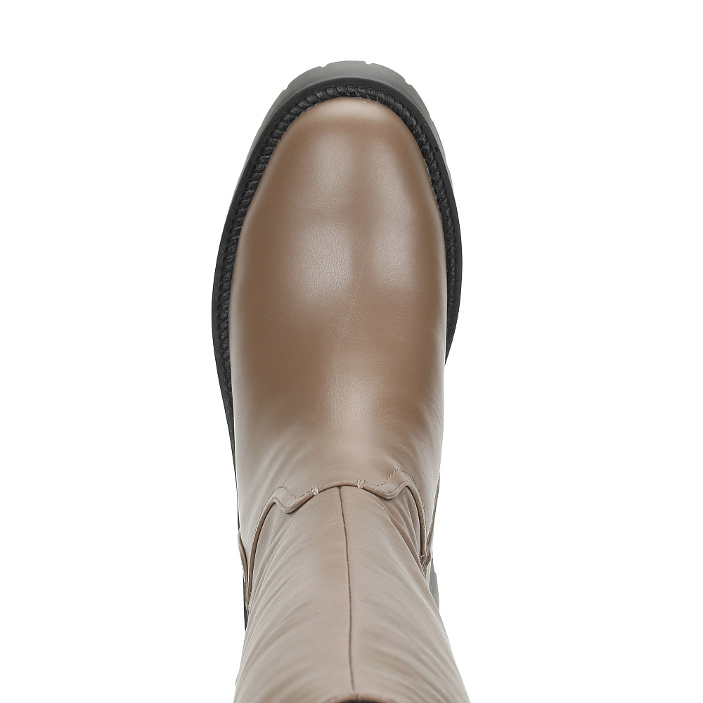 Темно-бежевые зимние сапоги из гладкой кожи Respect