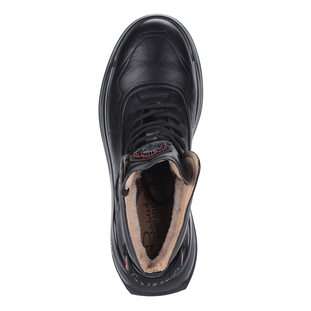 Черные кроссовки из кожи Respect