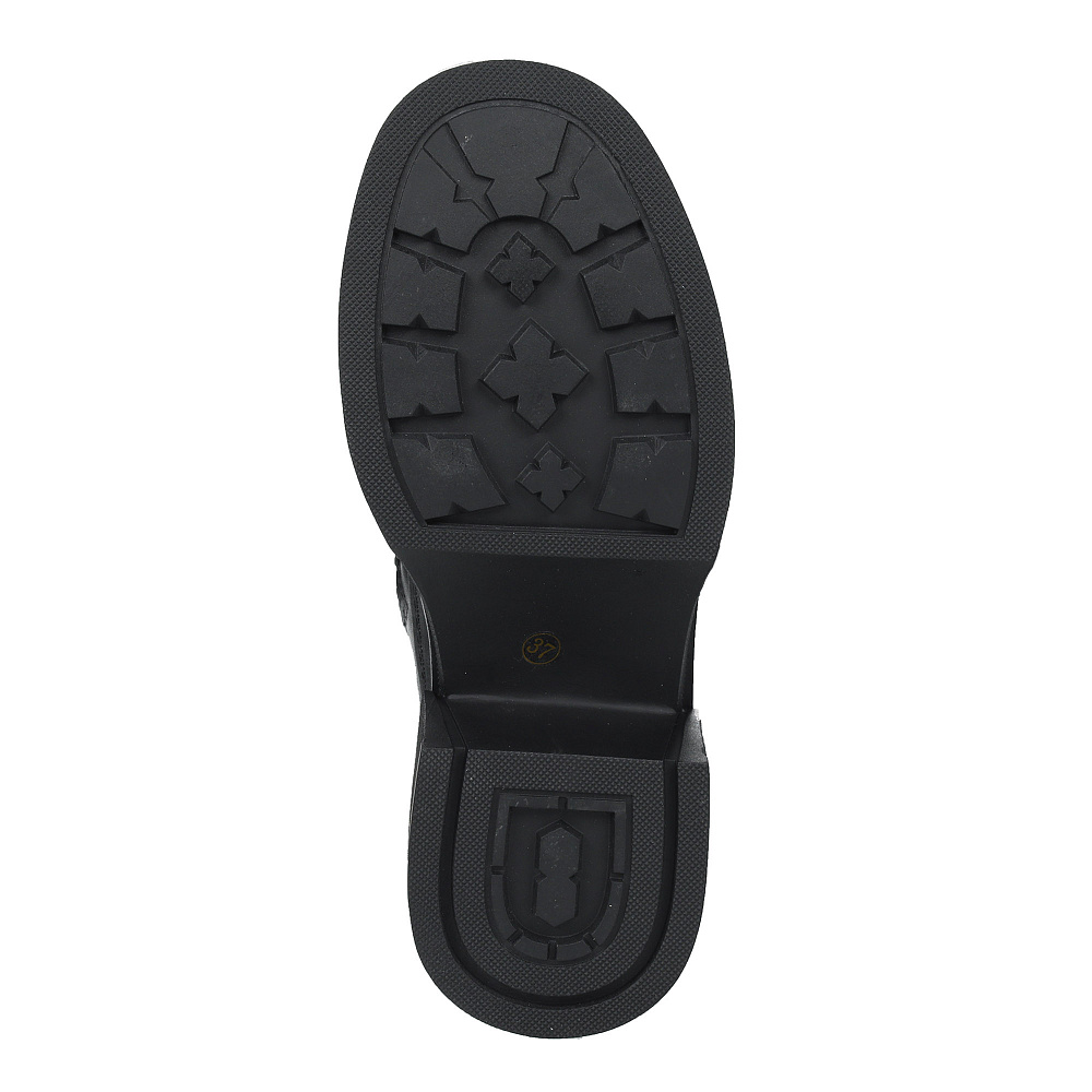 Черные сапоги ботфорты из кожи и стрейч кожи Respect