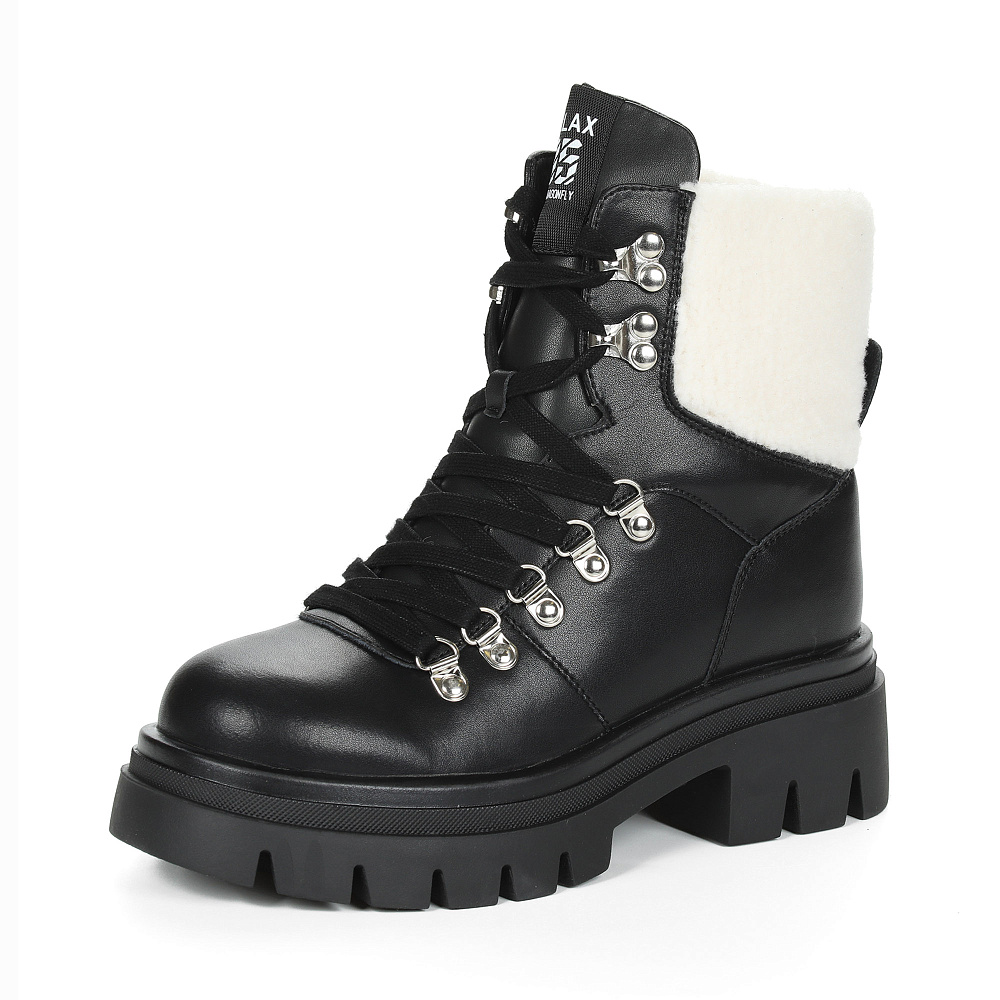 Черные утепленные хайкеры из кожи Respect