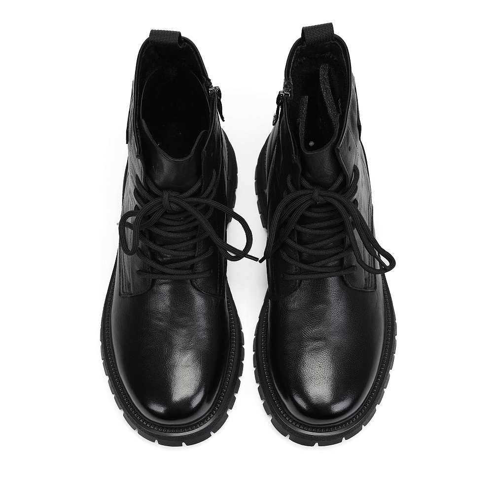 Черные зимние ботинки из гладкой кожи Respect