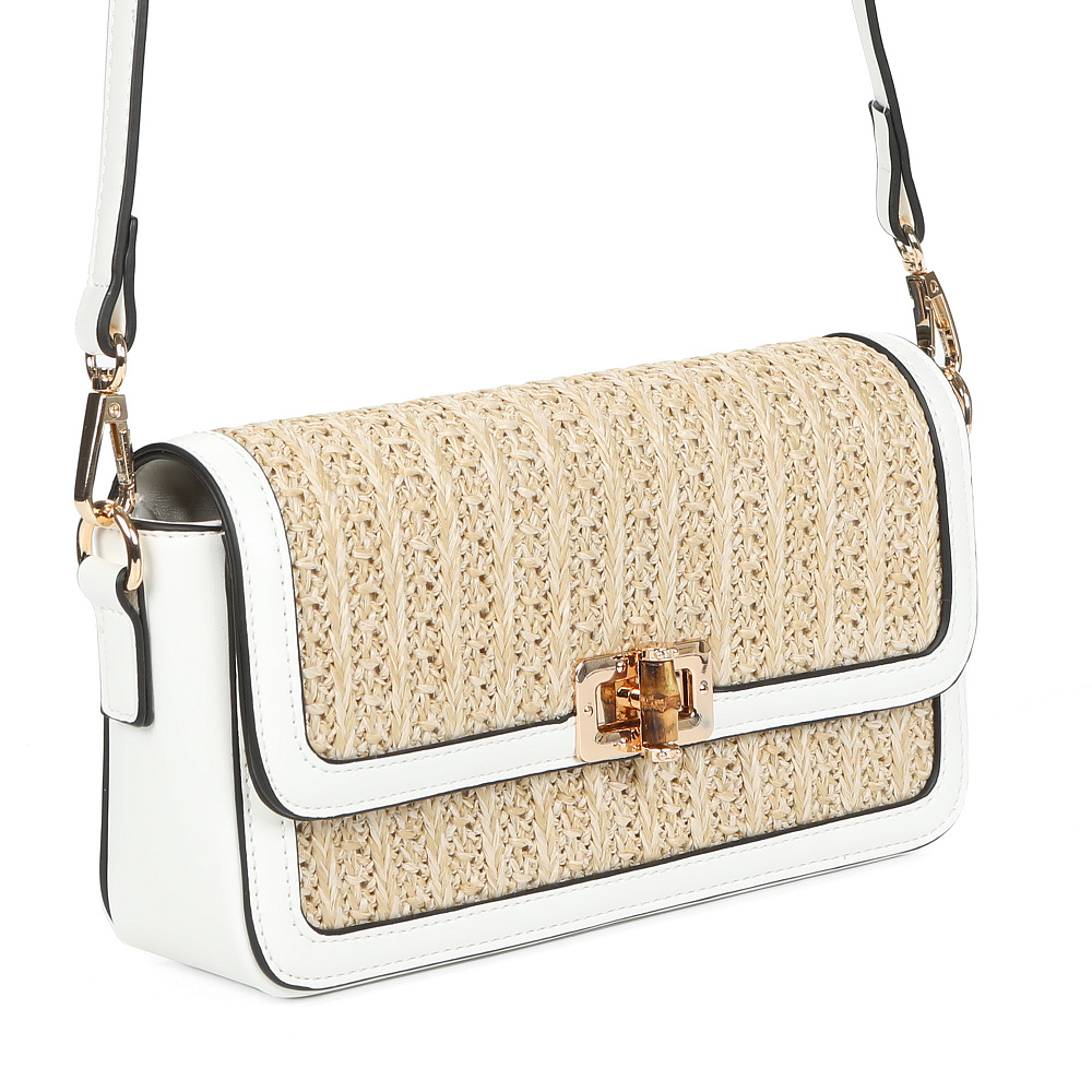 Бело-бежевая сумка из экокожи и текстиля Respect