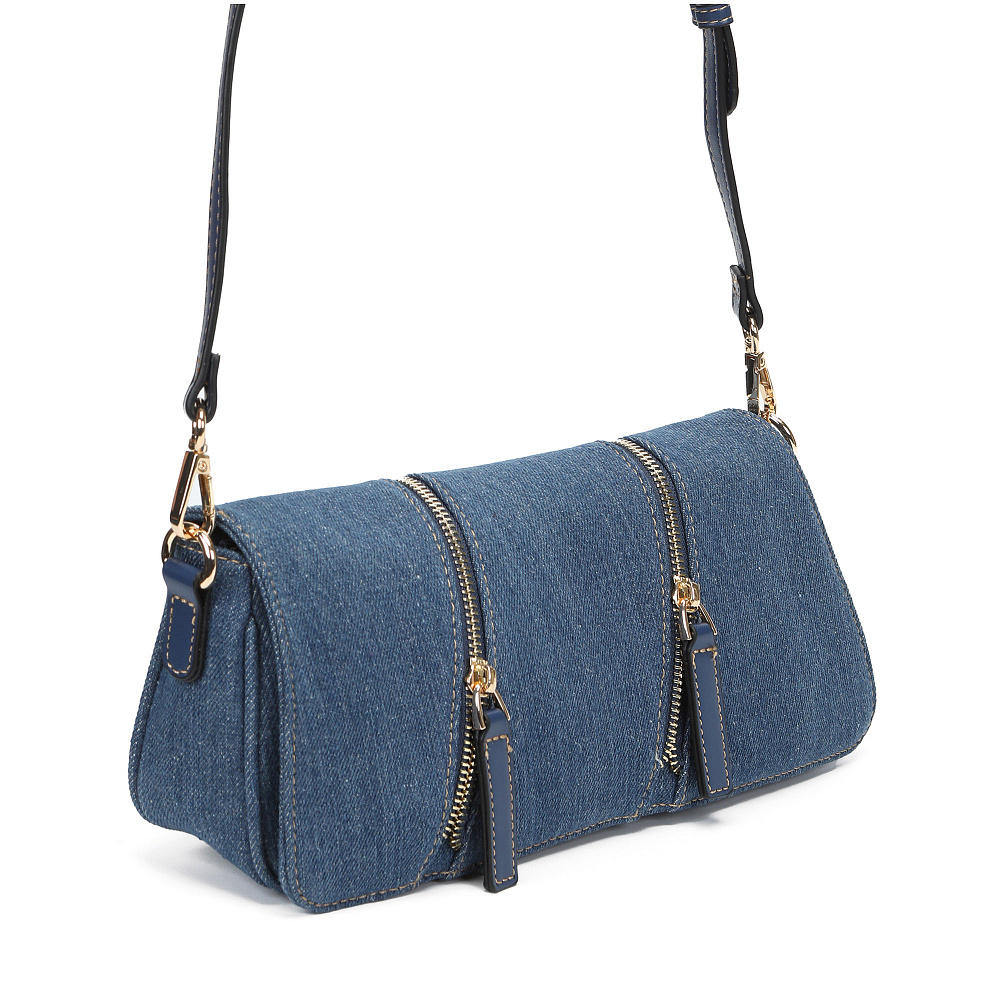 Синяя текстильная сумка-багет Respect