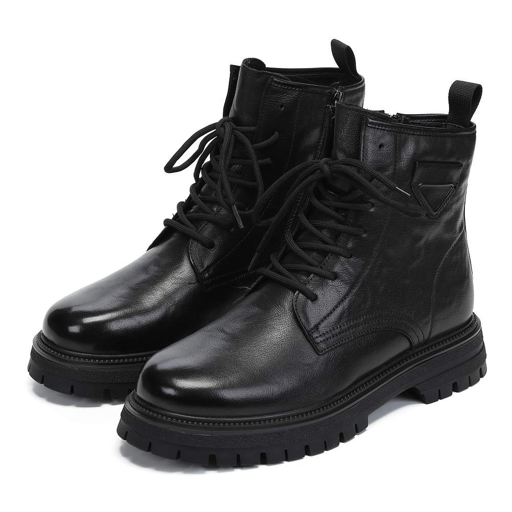 Черные зимние ботинки из гладкой кожи Respect