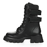 Черные высокие ботинки из кожи на шнуровке с ремнями на подкладке из текстиля на утолщенной тракторной подошве