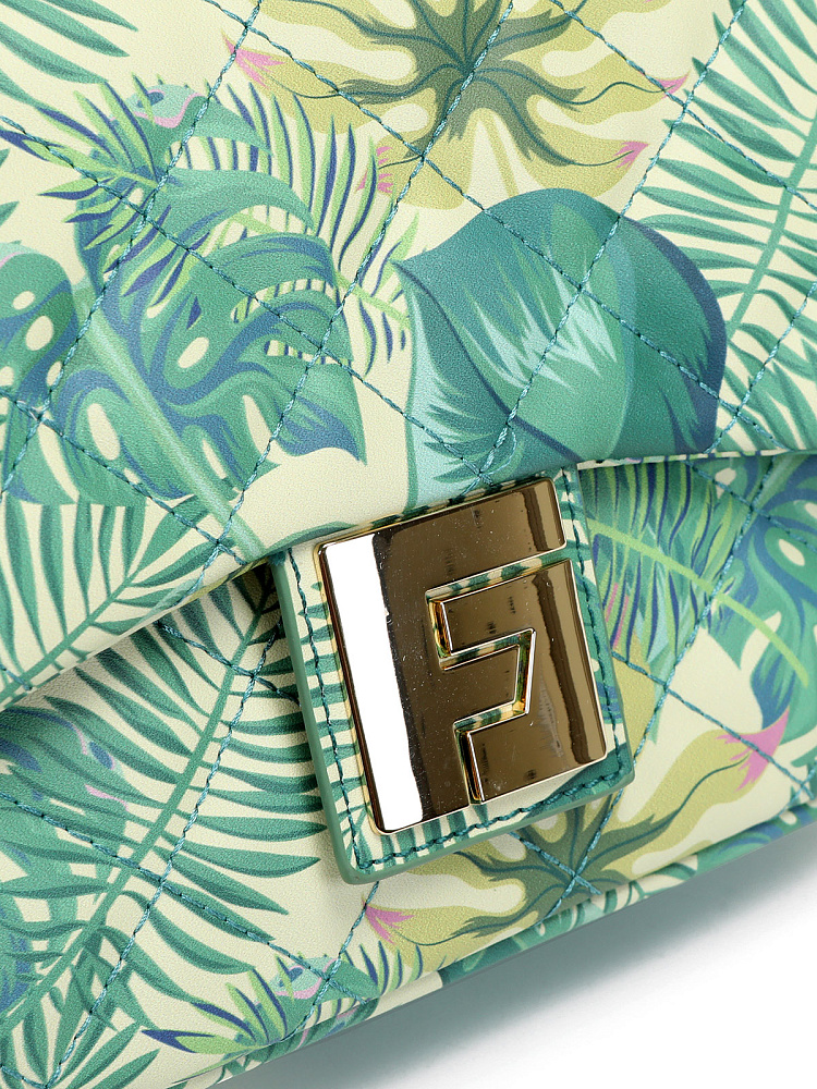 Зеленая сумка мессенджер из экокожи с принтом Respect