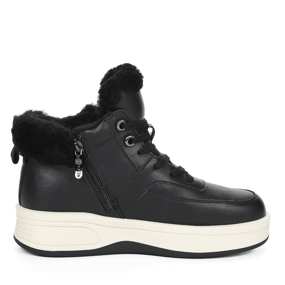 Черные утепленные кеды из кожи Respect