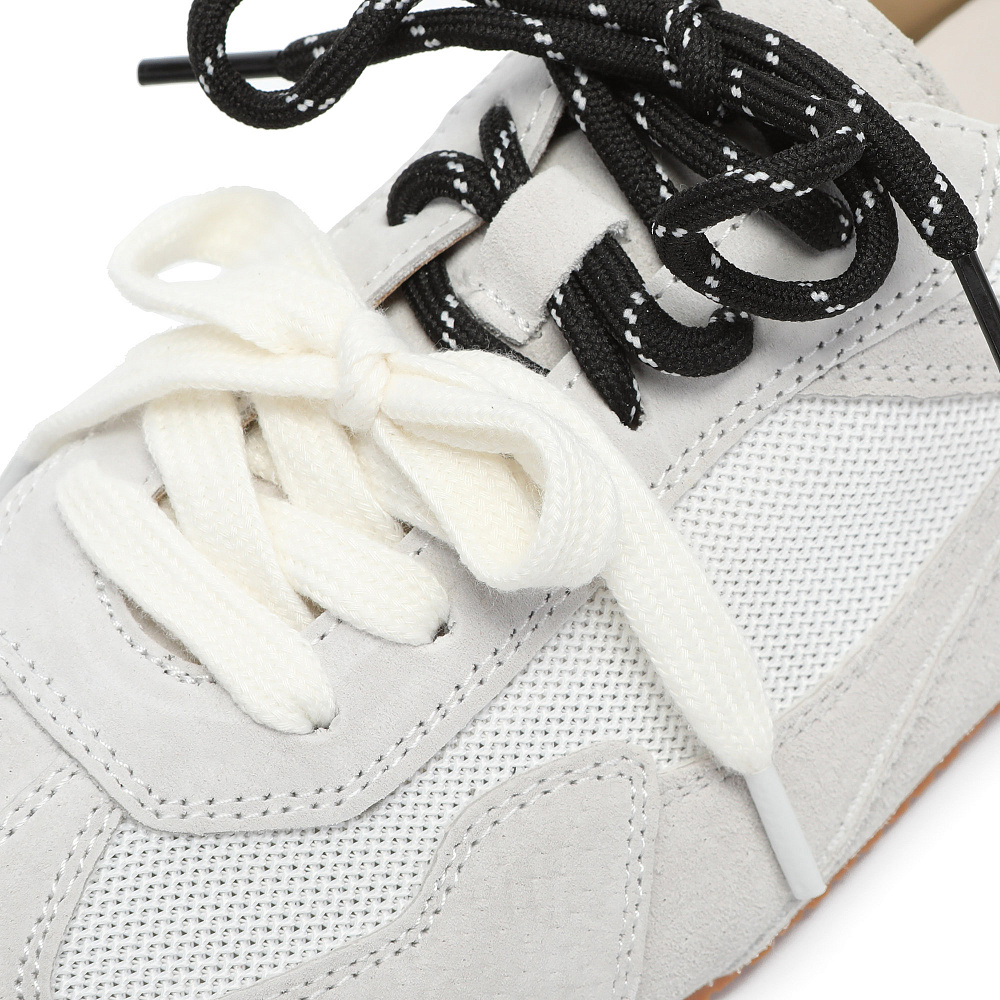 Кеды из бархатистого велюра и текстиля рисового цвета RSP LAB