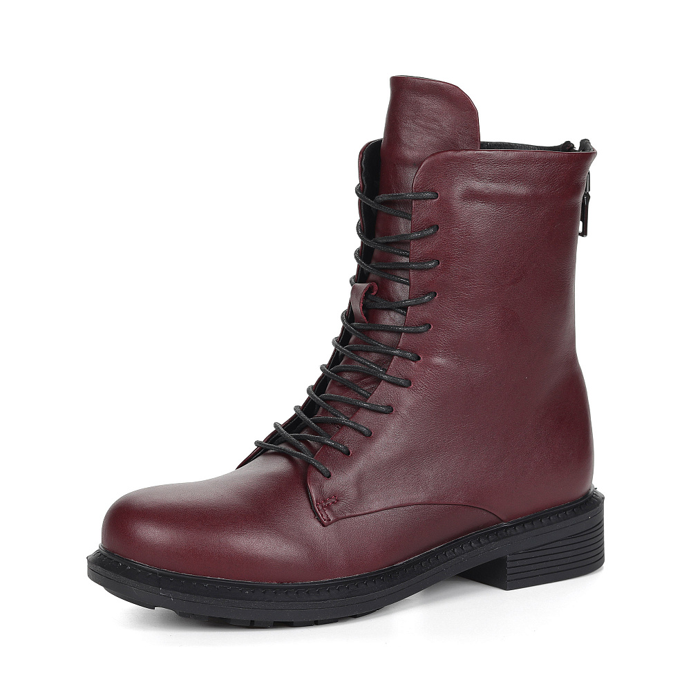 Бордовые ботинки из кожи на подкладке из натуральной шерсти Respect