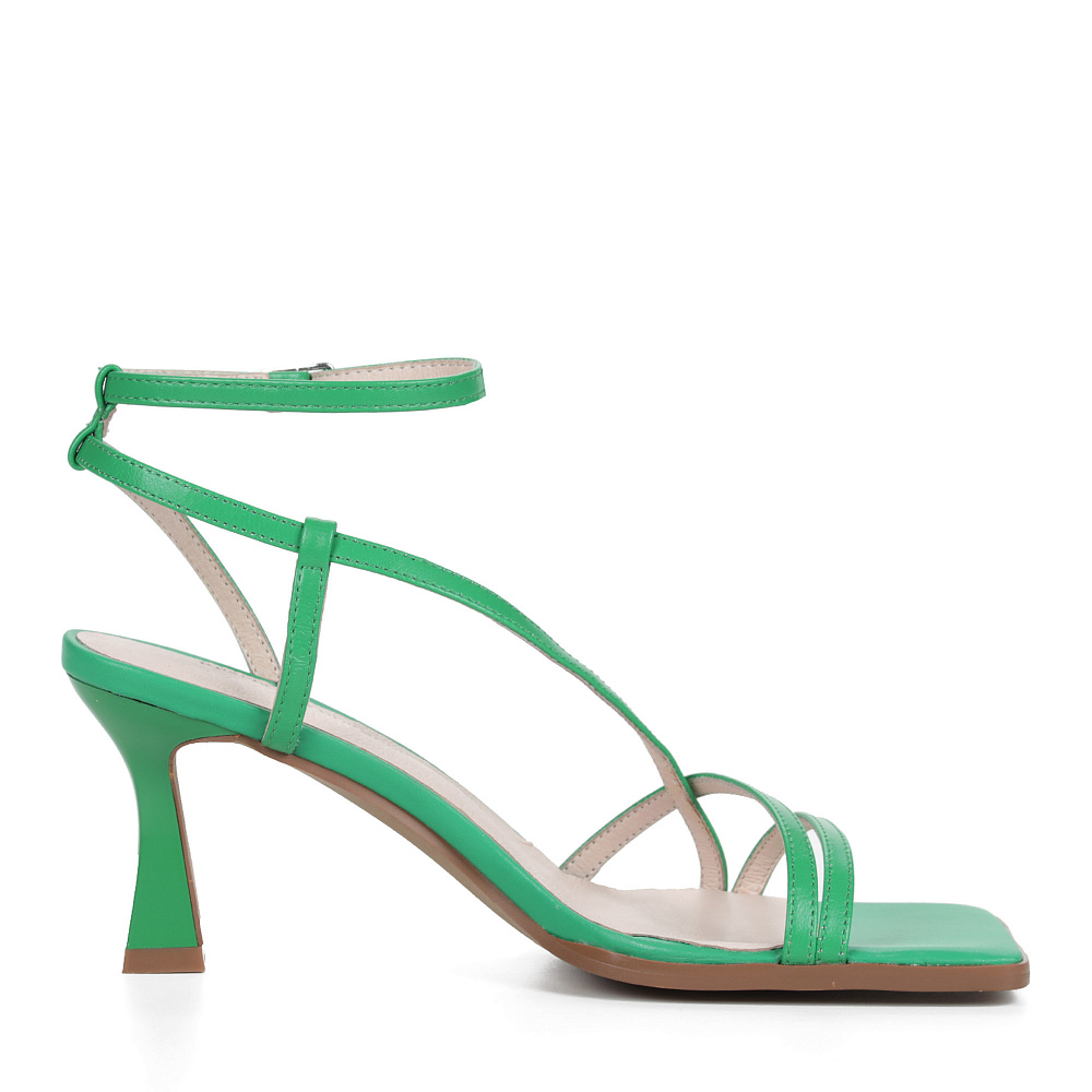 Зеленые босоножки из кожи на подкладке из натуральной кожи на талированном каблуке Respect