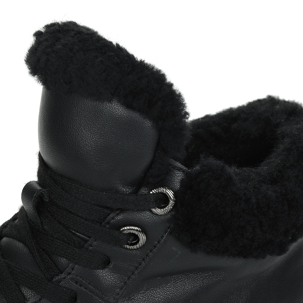 Черные утепленные кеды из кожи Respect