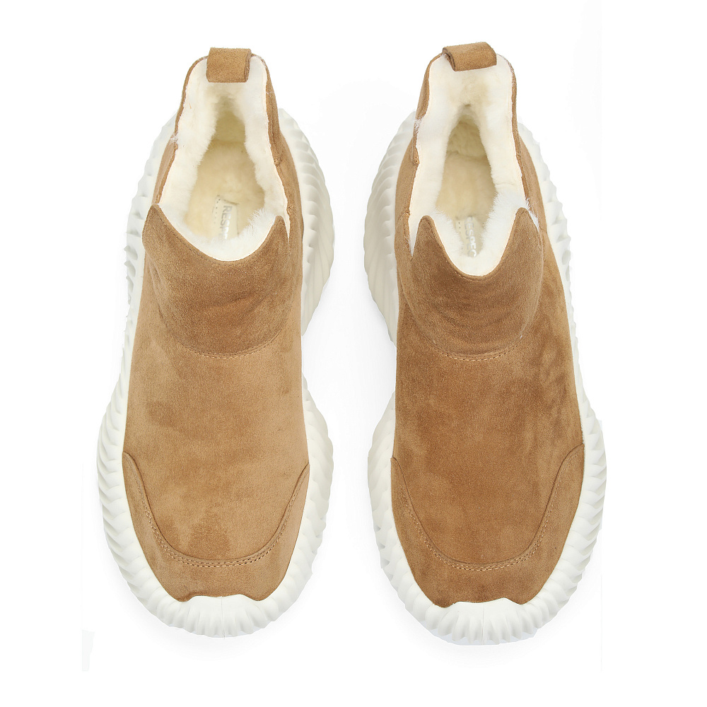 Бежевые зимние ботинки из натурального велюра RESPECT PREMIUM