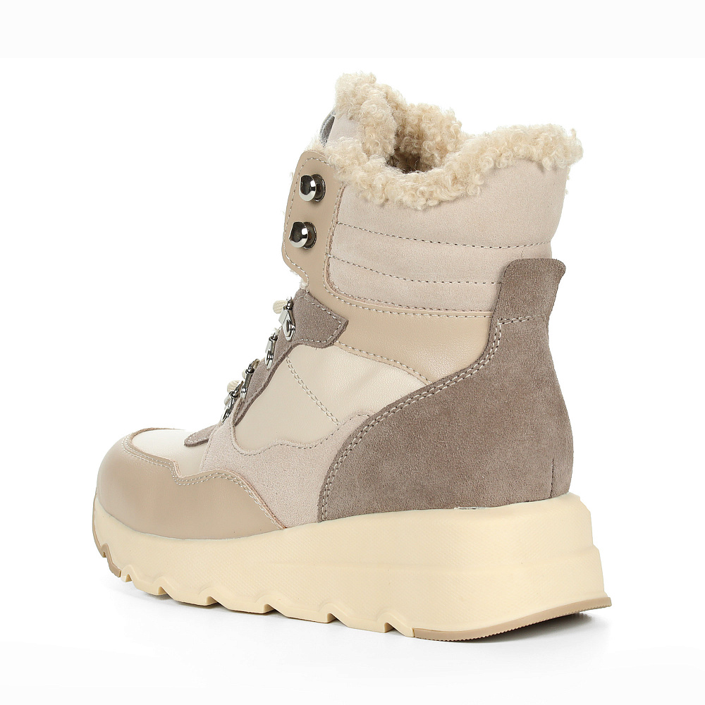 Бежевые утепленные хайкеры из кожи Respect