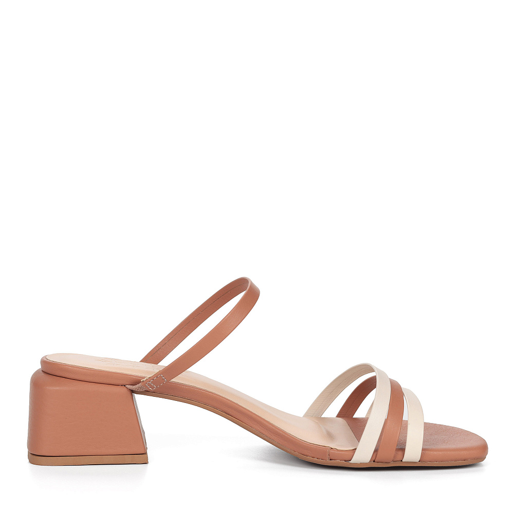 Бежево-коричневые  босоножки из кожи Respect