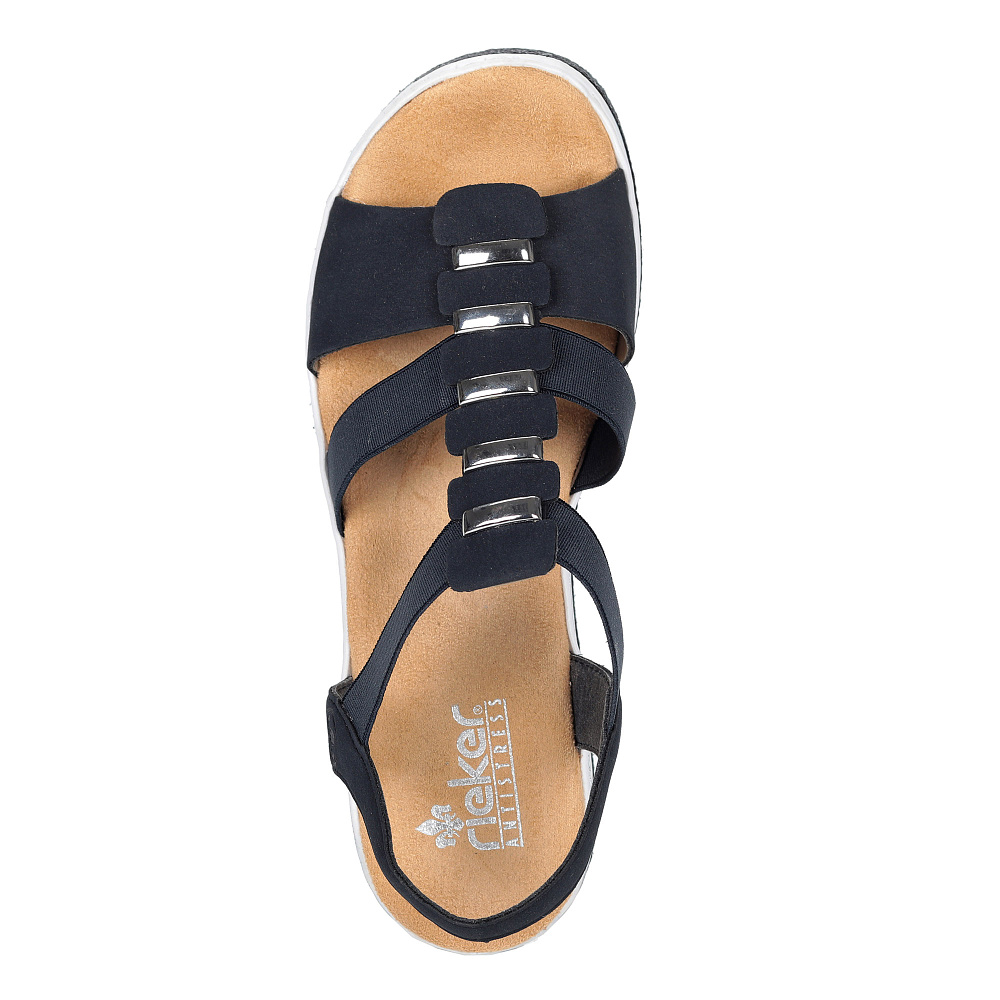 Синие сандалии из текстиля на утолщенной подошве Rieker