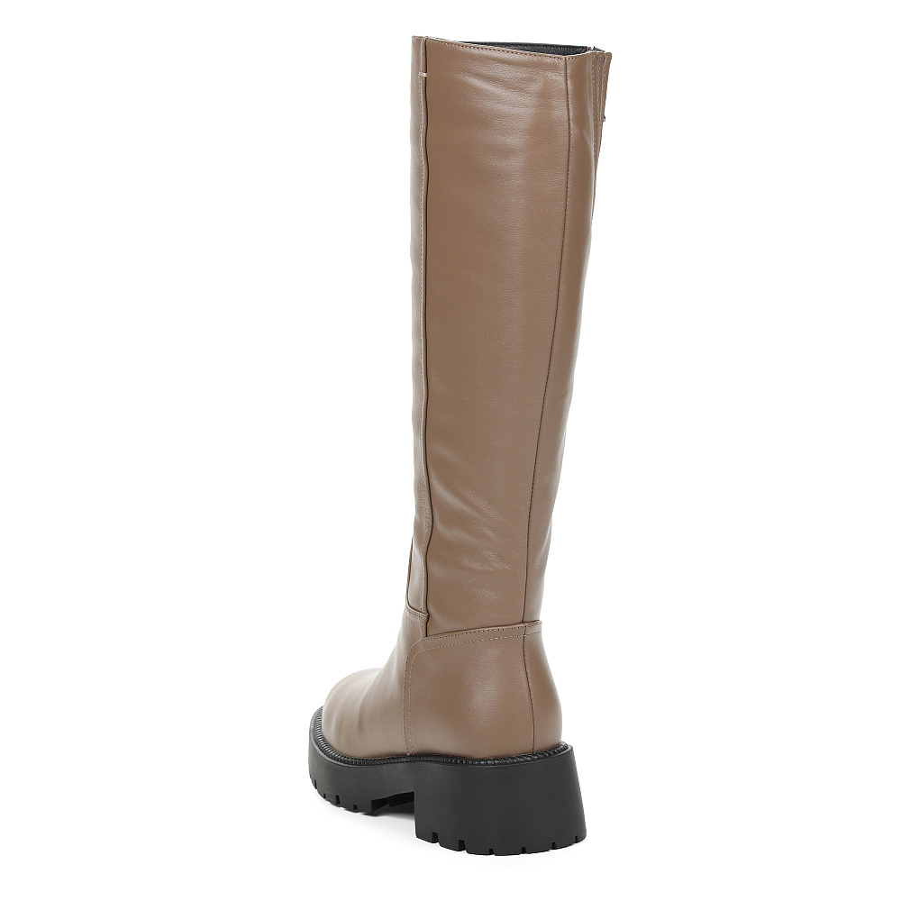 Темно-бежевые зимние сапоги из гладкой кожи Respect