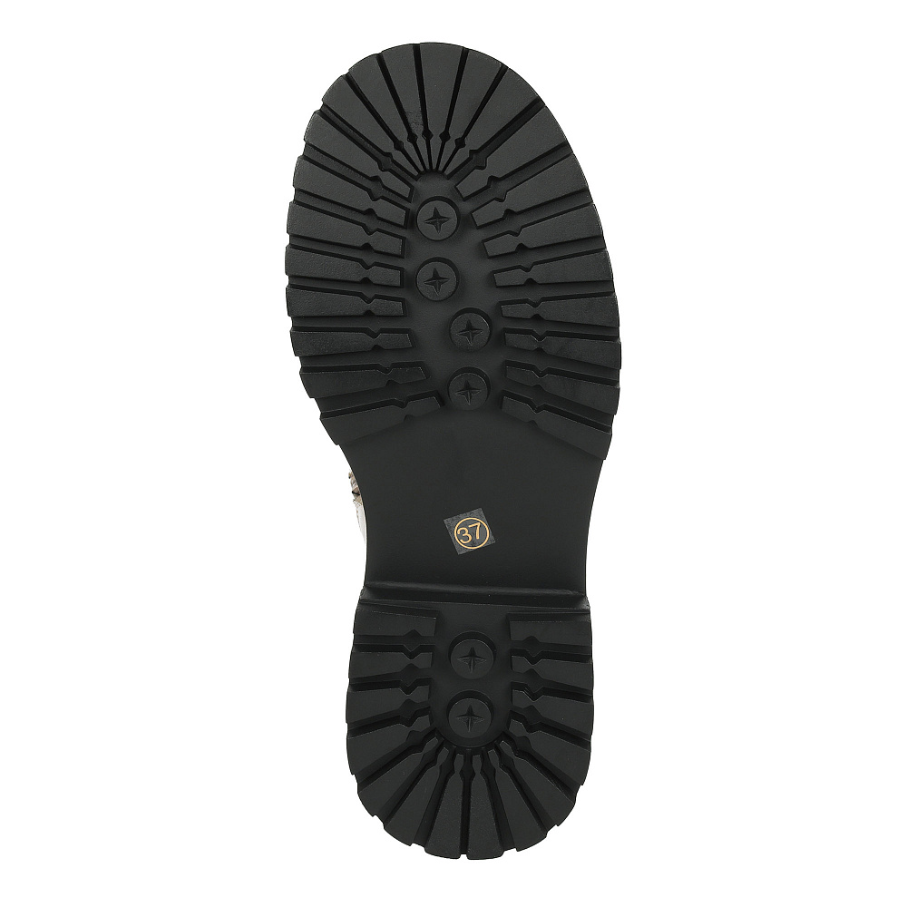 Темно-бежевые высокие ботинки из кожи с декоративной отстрочкой на подкладке из текстиля на утолщенной тракторной подошве Respect