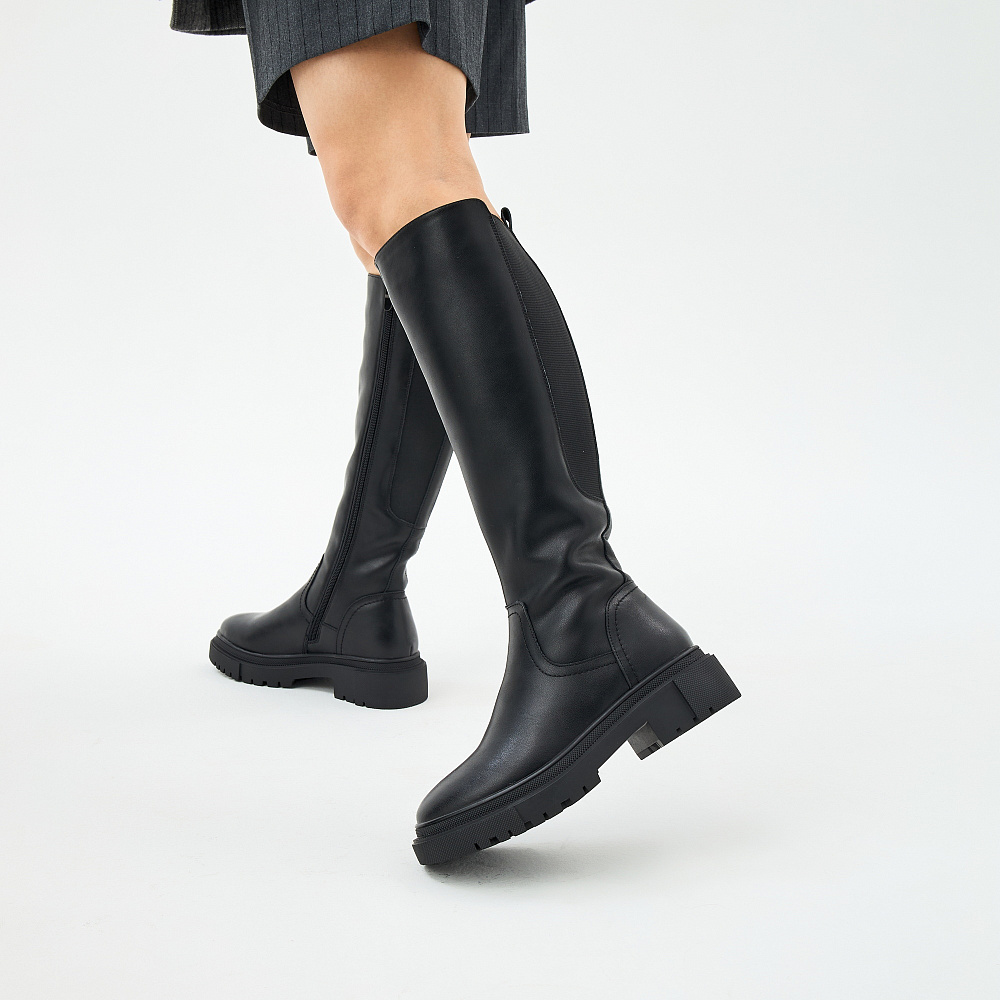 Зимние черные сапоги из кожи Respect