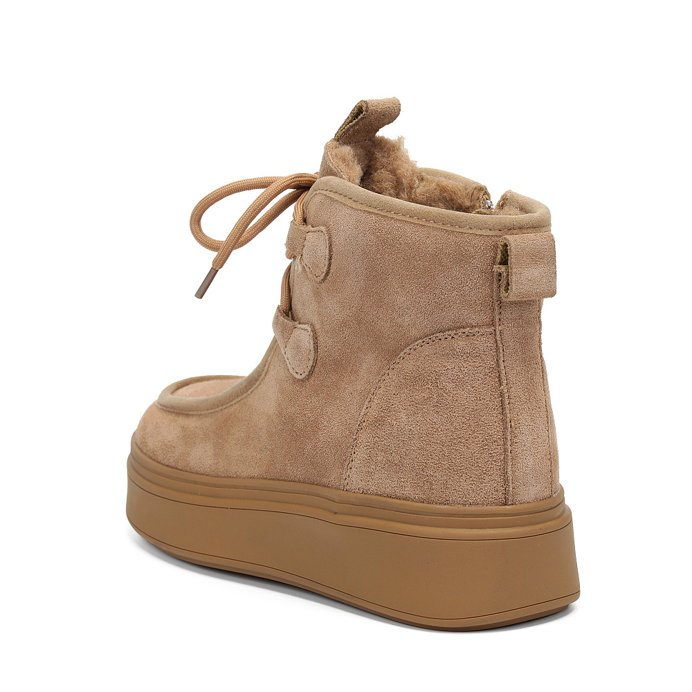 Коричневые зимние ботинки из бархатистого велюра Respect