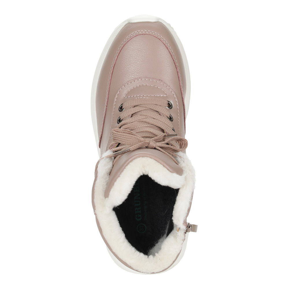 Розовые кеды из кожи на подкладке из натуральной шерсти GRUNBERG